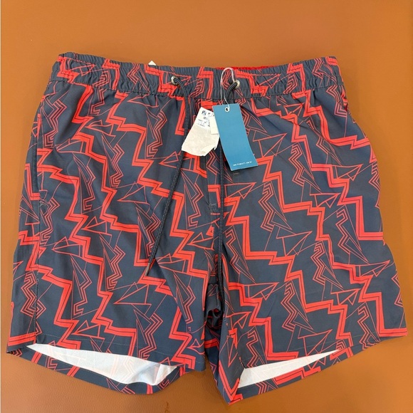 Red and Gray Men's Swim Shorts - Picture 1 of 3